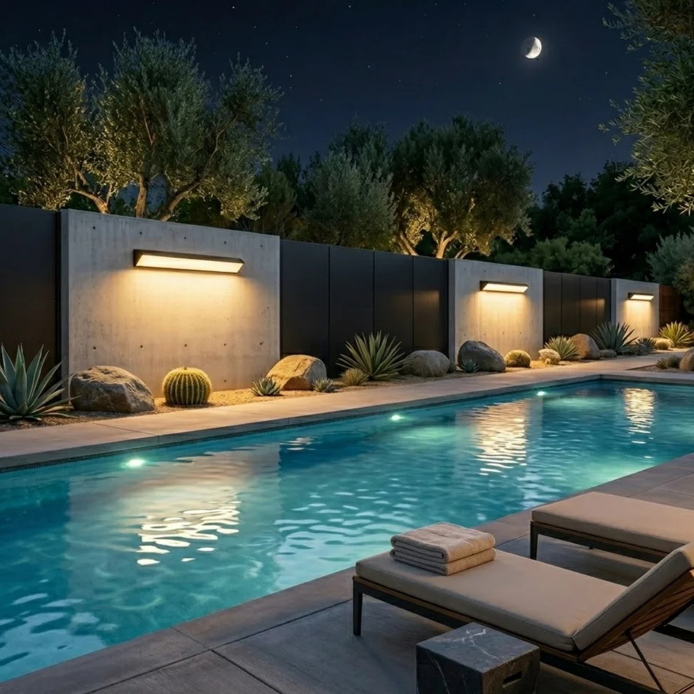 Outdoor Wall Light Beside Swimming Pool