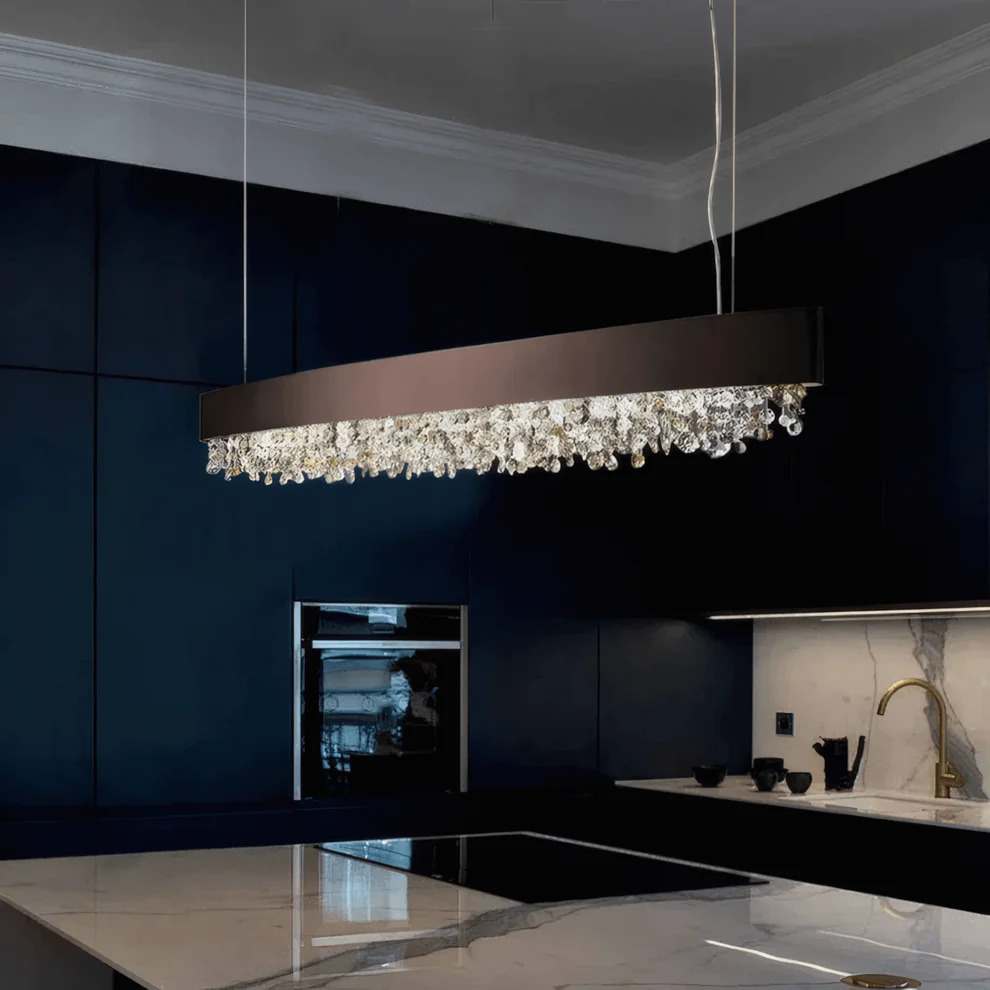 Excelis Royal Crystal Pendant Light - 4-Color Dining Room/Kitchen Island (Dimmable)