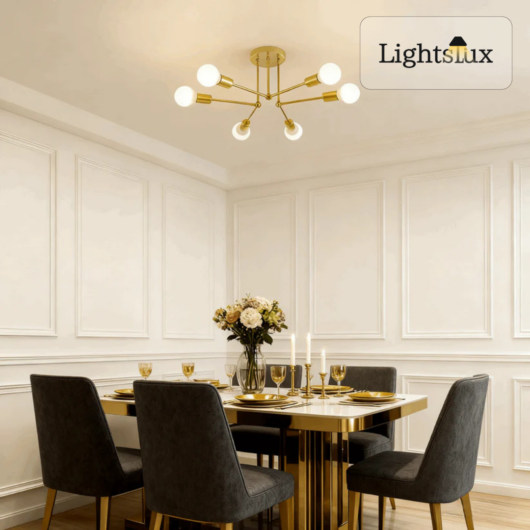 Nebula Royal Gold/Black LED Chandelier – Elegant Lighting for Living Room/Bedroom