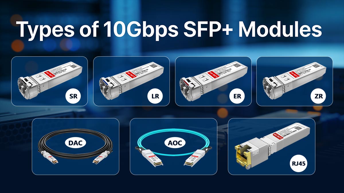 Types of 10Gbps SFP+ Modules (Complete Guide: SR, LR, ER, ZR, DAC, AOC, RJ45)
