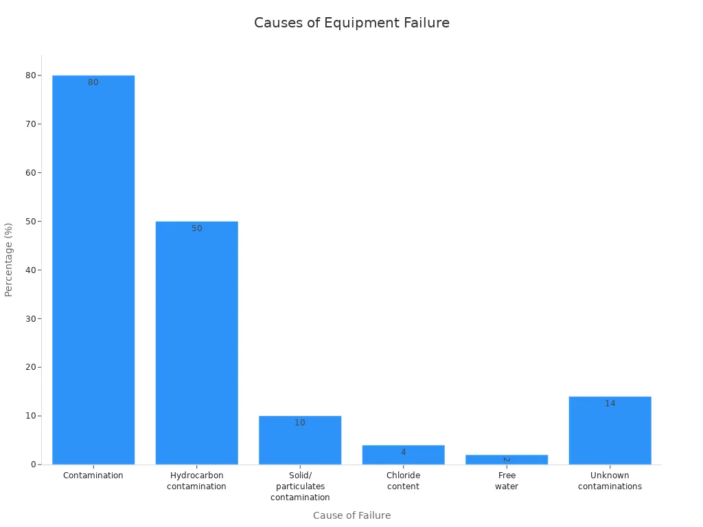 Bar chart showing percentages for different causes of equipment failure