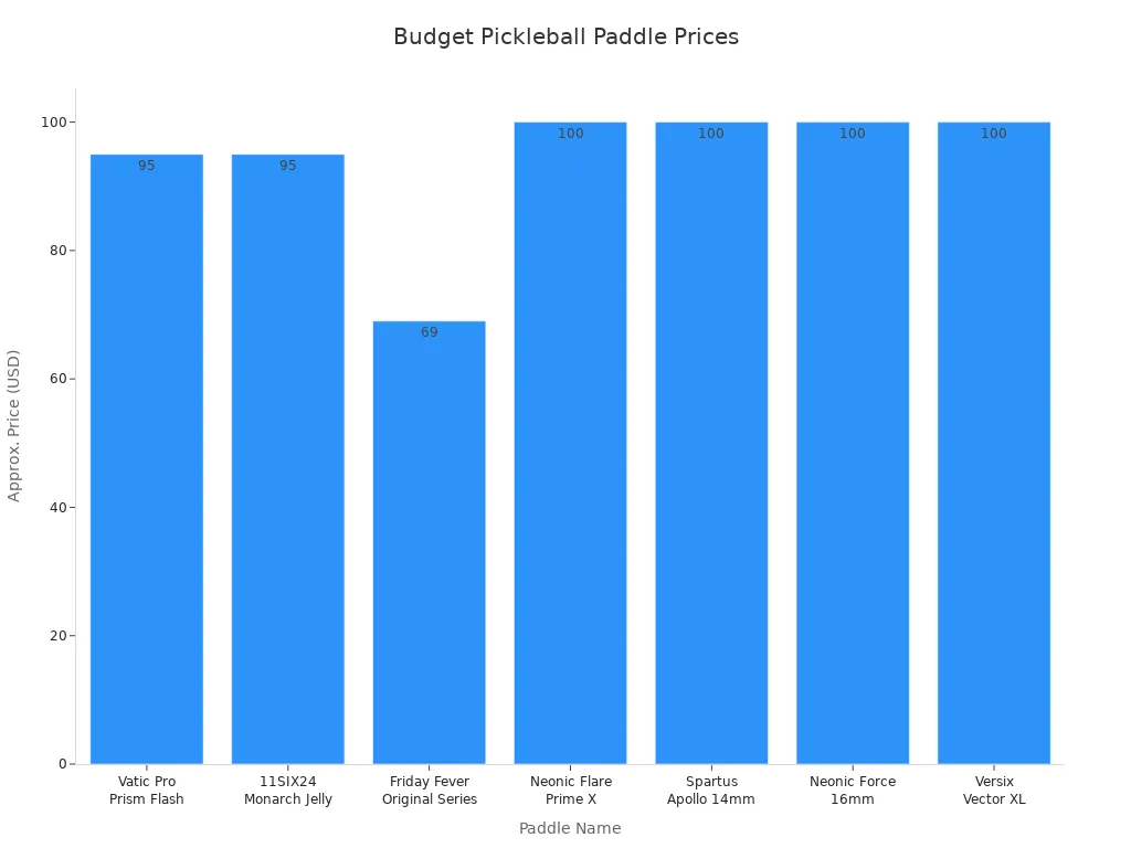 Bar chart comparing prices of budget pickleball paddles