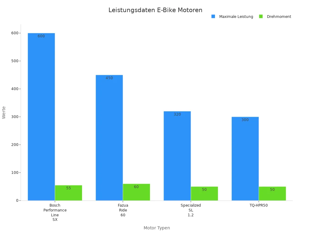 Balkendiagramm zeigt Leistung und Drehmoment