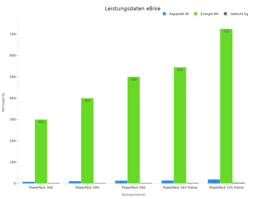 Balkendiagramm der eBike Leistungsdaten