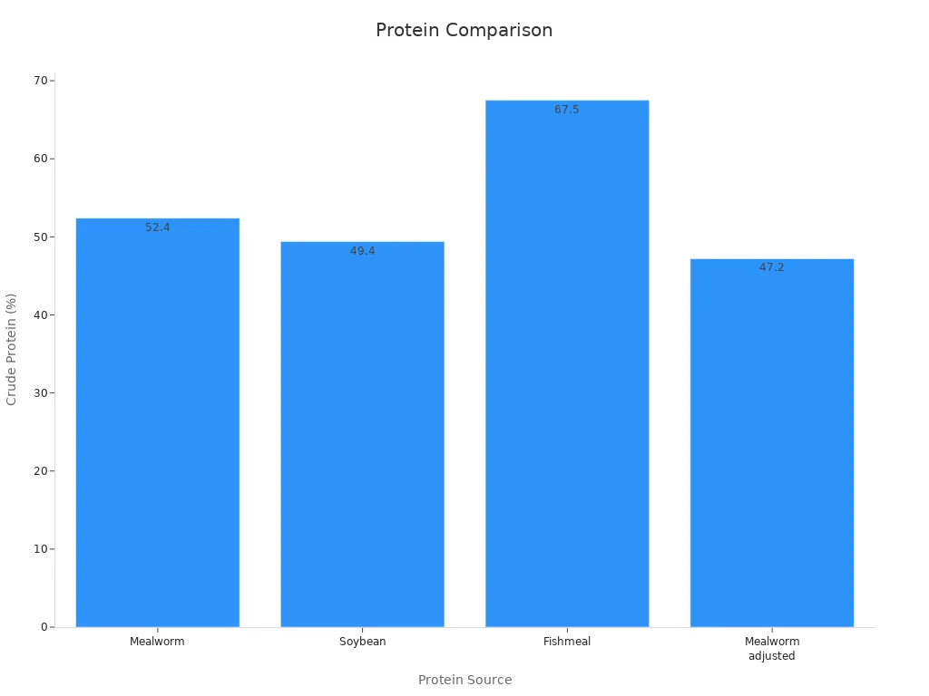 Bar chart comparing protein concentrations in bird feed alternatives