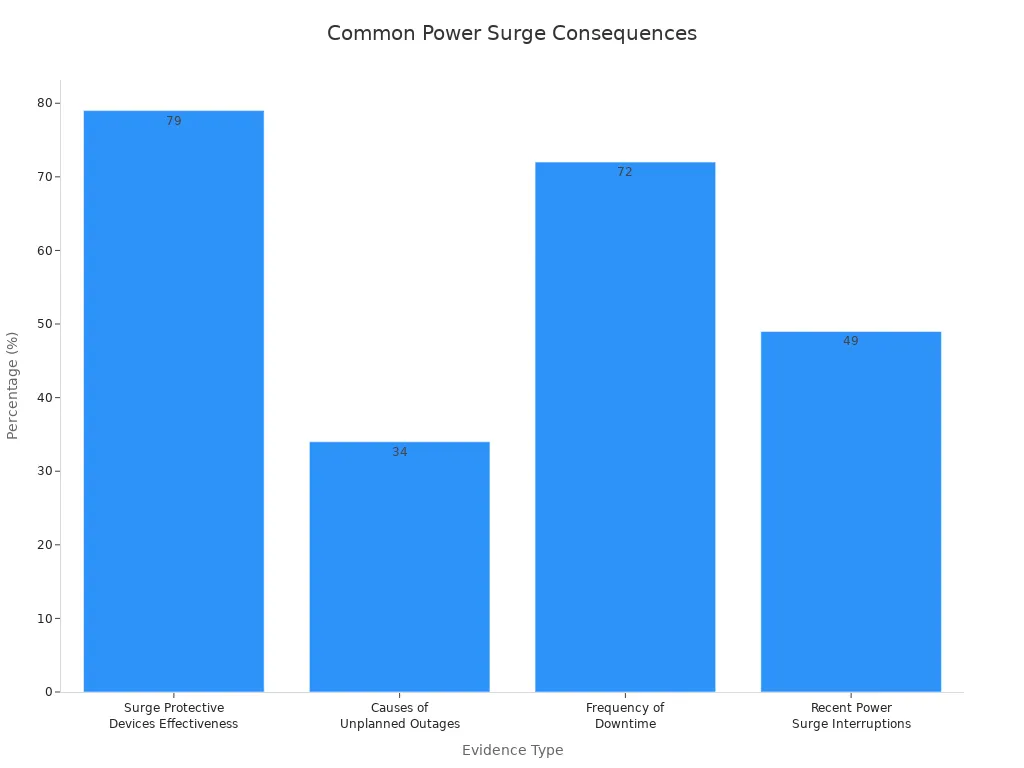 Bar chart comparing common consequences of power surges