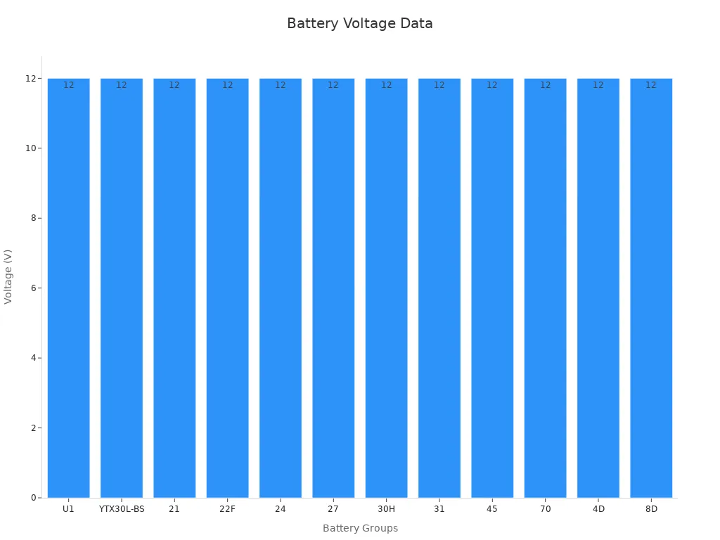 Bar chart showing battery groups with a 12V rating each