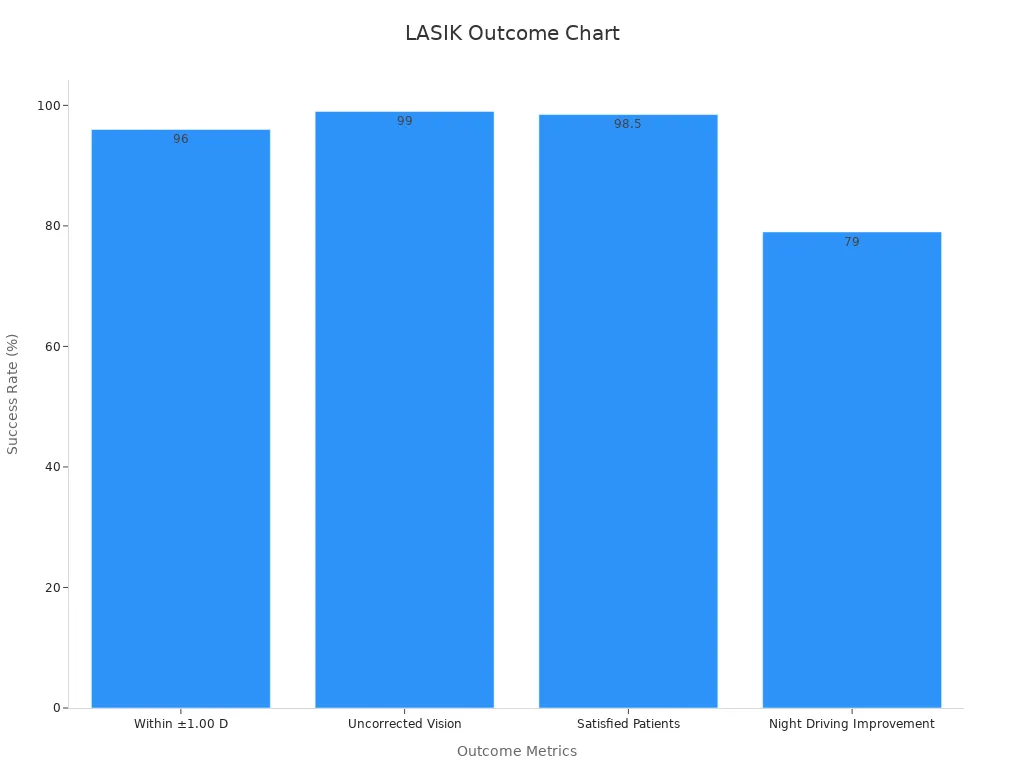 Bar chart showing success rates of LASIK outcomes