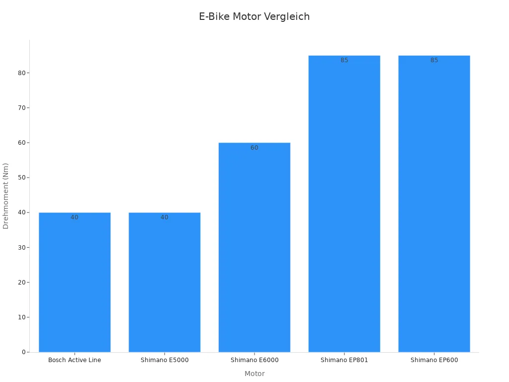 Balkendiagramm zeigt Drehmoment Vergleiche