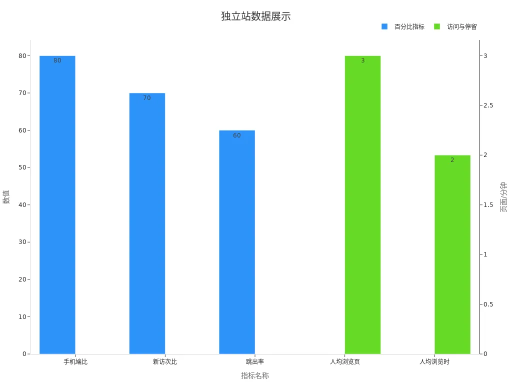 独立站图表展示品牌流量及利润提升效果
