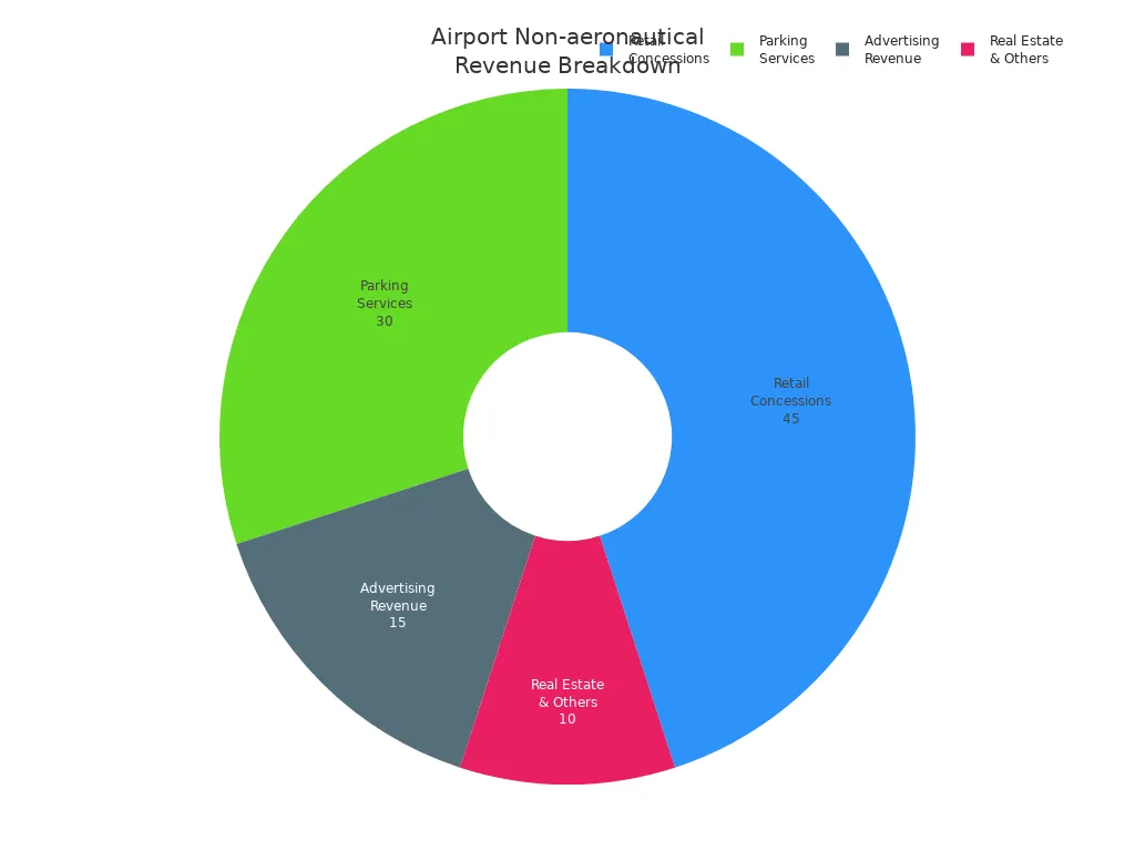 Pie chart showing airport revenue by non-aeronautical source