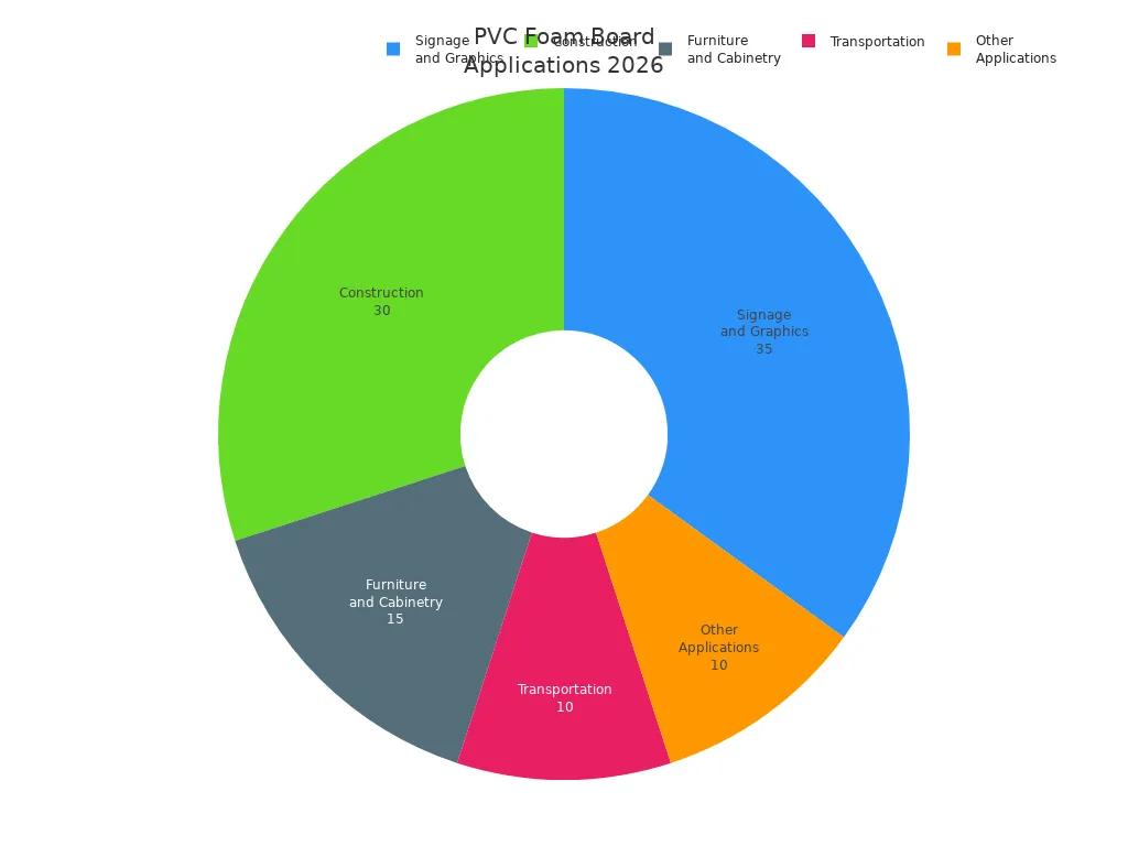 Pie chart showing market share of PVC foam board applications in 2026