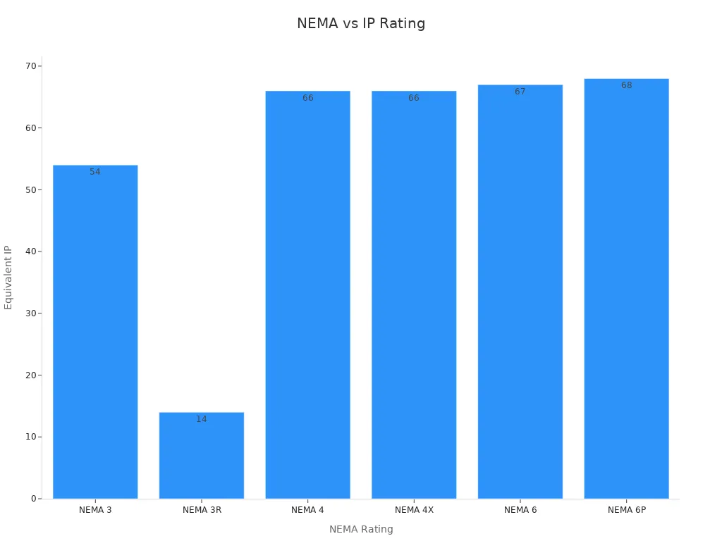 Bar chart showing NEMA ratings and equivalent IP ratings