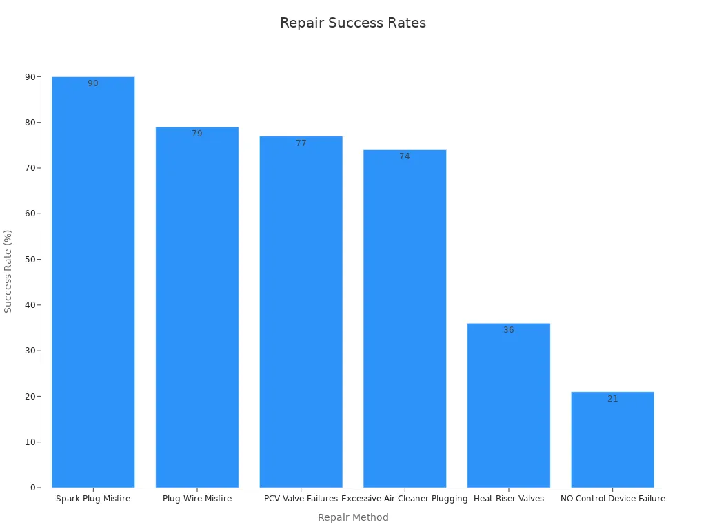 Bar chart showing repair methods compared by success rates