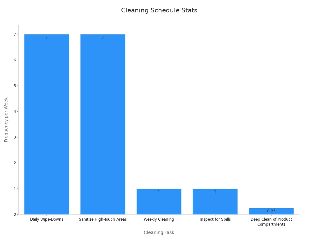 A bar chart showing cleaning tasks and their approximate weekly frequency