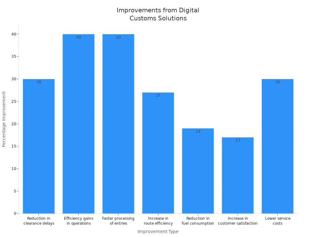 Bar chart showing percentage improvements after digital customs solutions