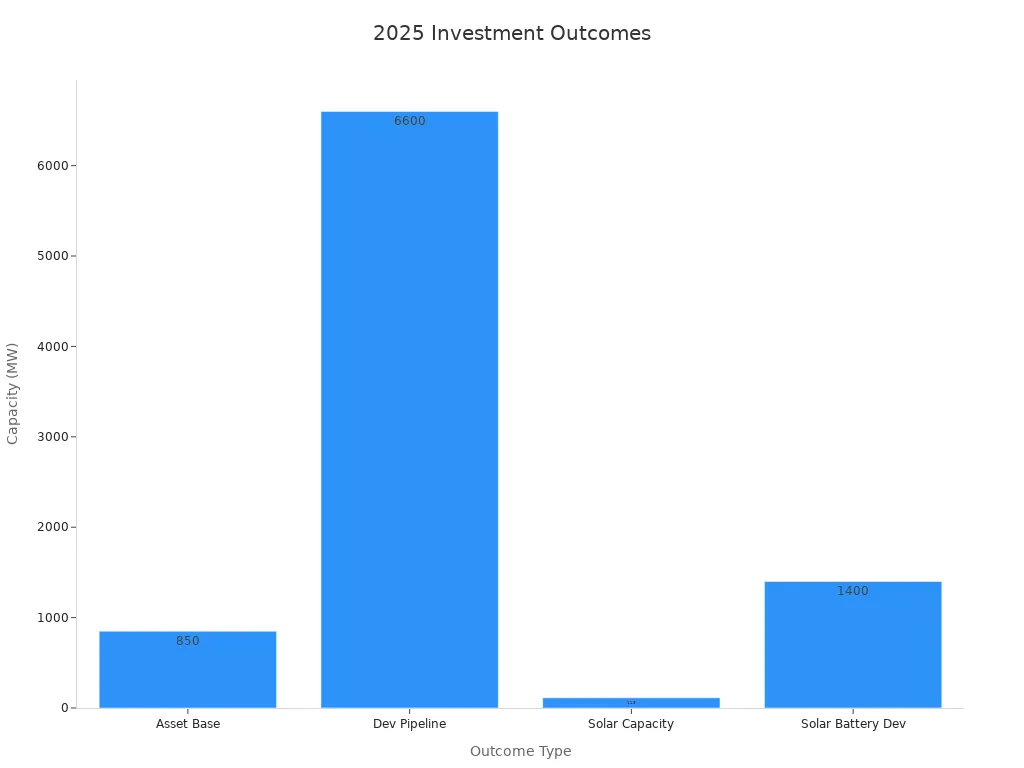 Bar chart showing four business investment results in MW capacity.
