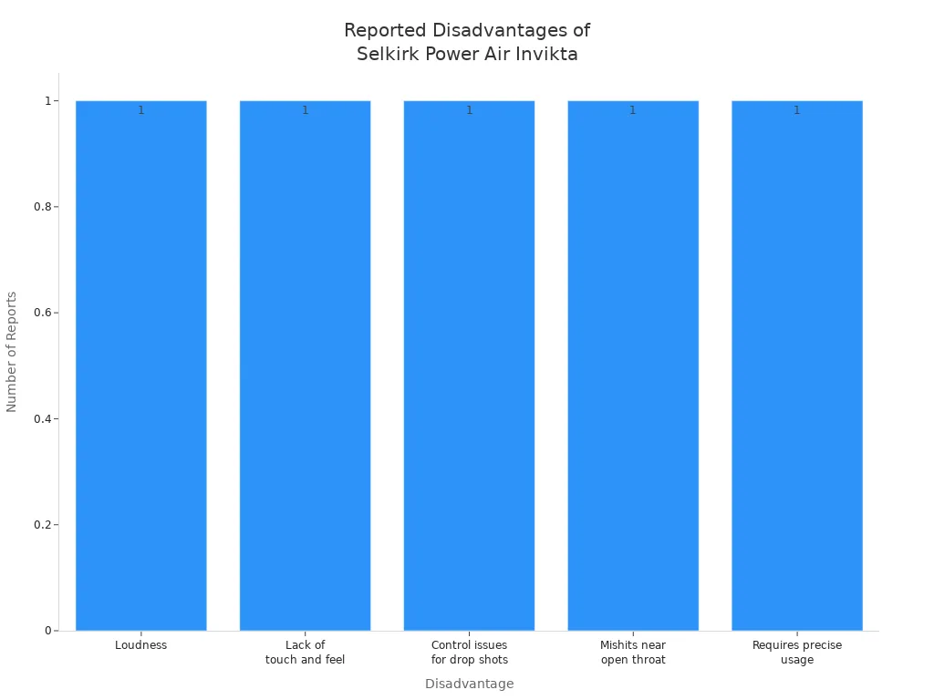 Bar chart showing reported disadvantages of Selkirk Power Air Invikta paddle