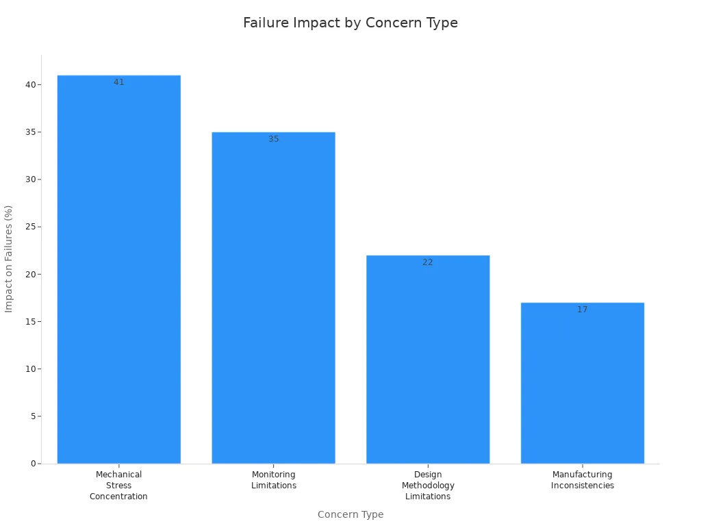 Bar chart showing failure impact percentages for four safety concerns in high-pressure heat transfer equipment