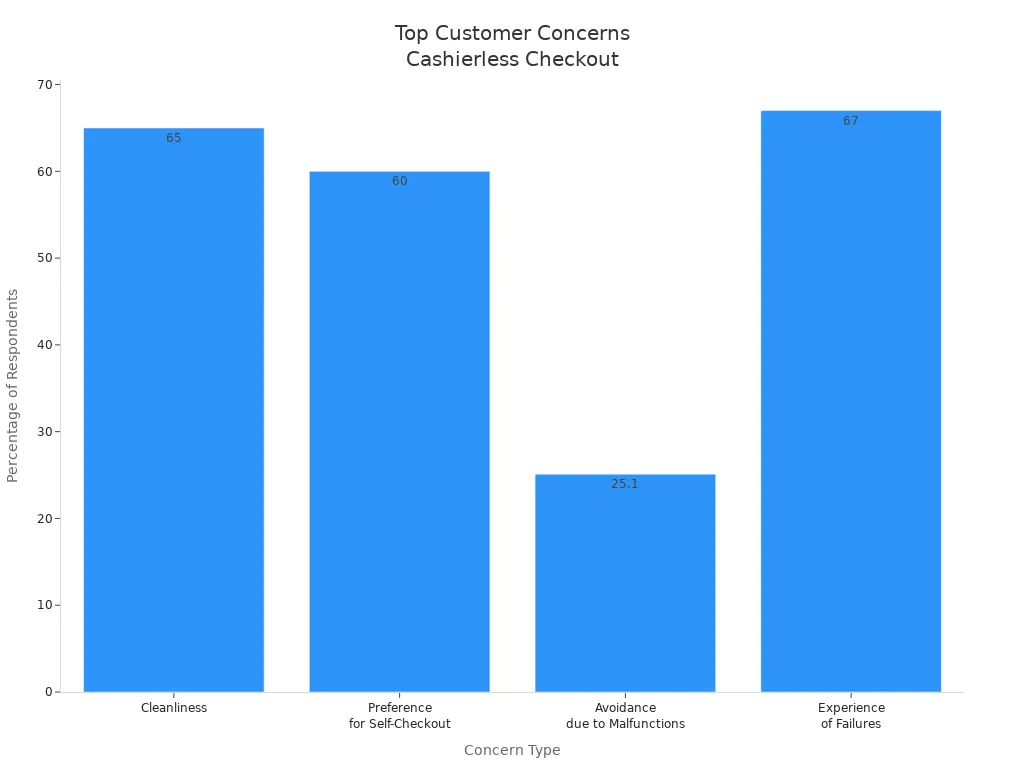 Bar chart showing customer concerns about cashierless checkout