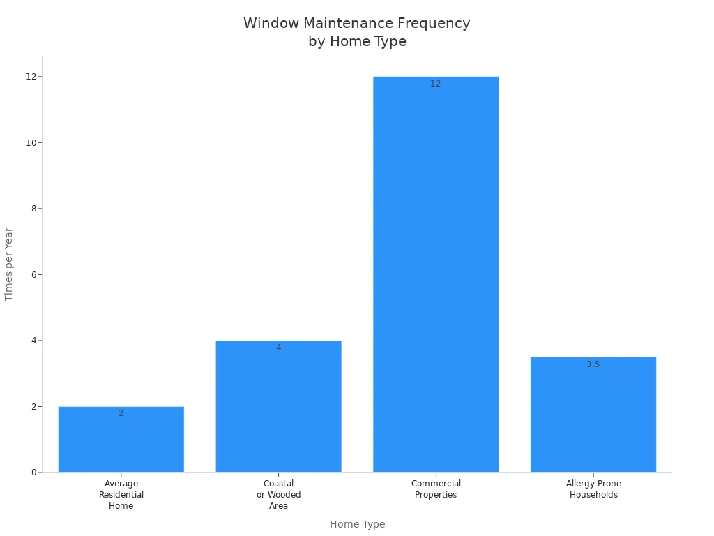 Bar chart comparing window maintenance frequency for different home types in Florida