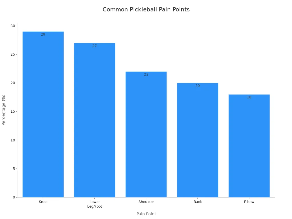 Bar chart showing most common pain points for pickleball players